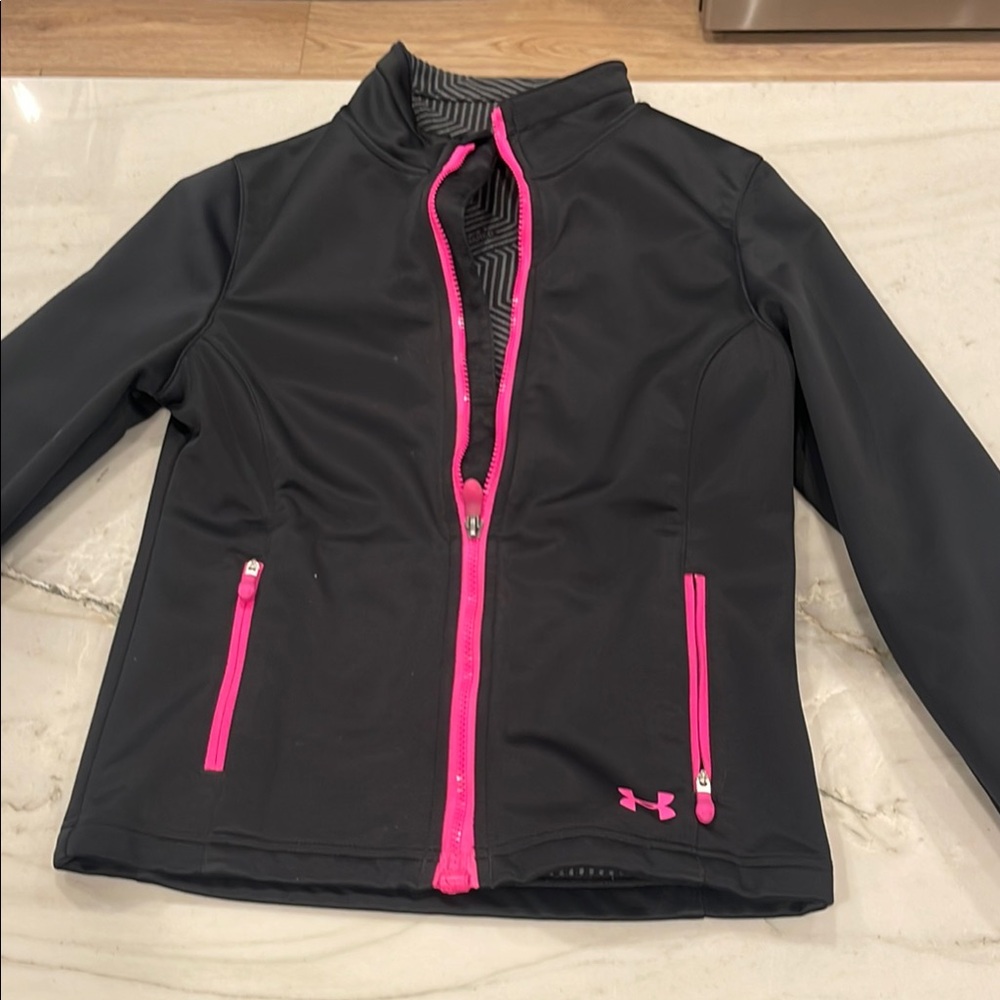 Under Armour Black and Pink Raincoat with Sleek Design